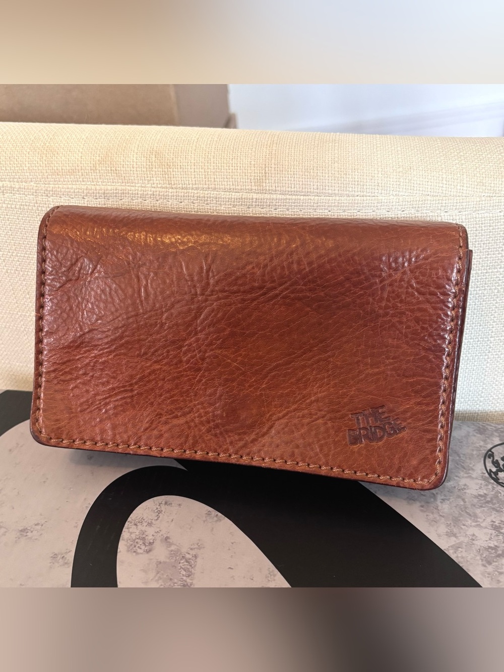 Vintage THE BRIDGE Leather Wallet 1970s Snap Bifold Accordion Made In Italy VTG